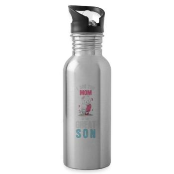 I am mom of a great son - Water bottle with straw - silver - Right