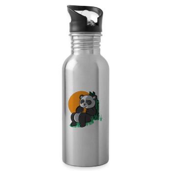 Panda– Pandabär –Sarkasmus - Sarkastisch - Trinkflasche mit integriertem Trinkhalm - Lightsilver - Rechts