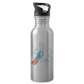 Emergency medic paramedic gift - Water bottle with straw - silver - Right