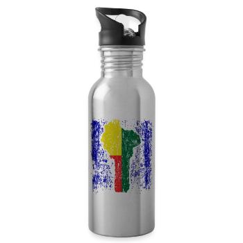 Benin Porto-Novo Cotonou flag gift - Water bottle with straw - silver - Right