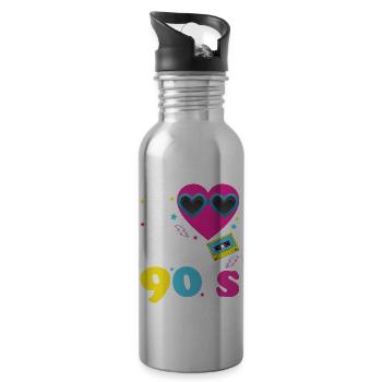 J'aime les années 90 - costume rétro des années 90 - Gourde avec paille intégrée - argent clair - Droite
