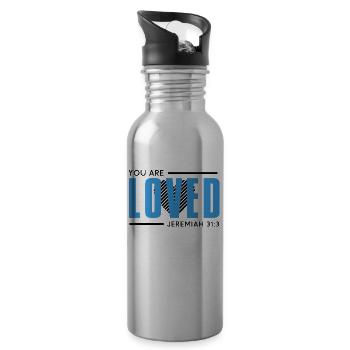 You are loved. Christian - Water bottle with straw - silver - Right