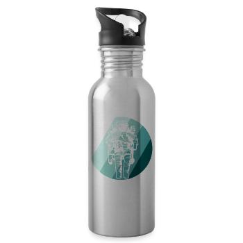 Astronaut in the circle - Water bottle with straw - silver - Right
