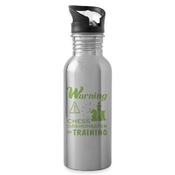 Lustiges Schach Großmeister in der Ausbildung Geschenk für - Trinkflasche mit integriertem Trinkhalm - Lightsilver - Rechts
