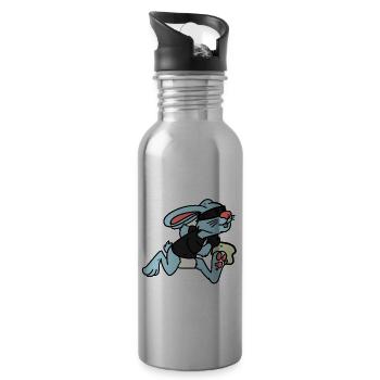 Rabbit Thief Rabbit Robber - Water bottle with straw - silver - Right