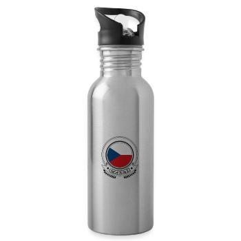 Czech Republic Prague Europe EU Euro - Water bottle with straw - silver - Right