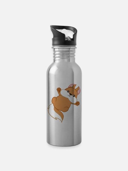 Eichhörnchen - Hörnchen - Geschenk - Niedlich - Trinkflasche mit integriertem Trinkhalm - Lightsilver