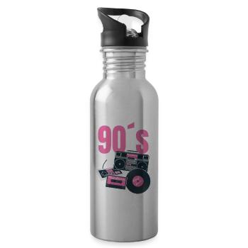 90s Outfit Retro 90s Costume Party Gift - Water bottle with straw - silver - Right