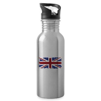 London Union Jack Great Britain Brexit Gift - Water bottle with straw - silver - Right