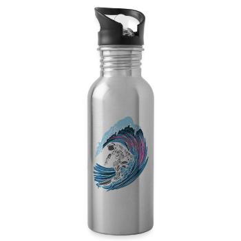 Astronaut surfer Stylish outer space - Water bottle with straw - silver - Right