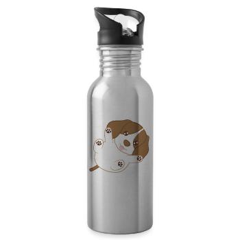 Beagle - Beagles - Pfoten - Welpe - Trinkflasche mit integriertem Trinkhalm - Lightsilver - Rechts