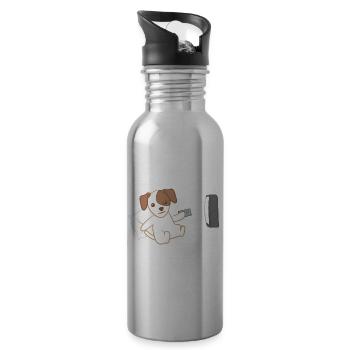 Jack Russel - Jack Russel Terrier - Lazy - TV - Water bottle with straw - silver - Right