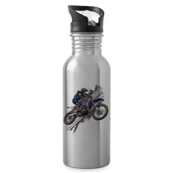 Motocross Dirt Bike motard hors route - Gourde avec paille intégrée - argent clair - Droite