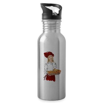 Bäcker - Trinkflasche mit integriertem Trinkhalm - Lightsilver - Rechts