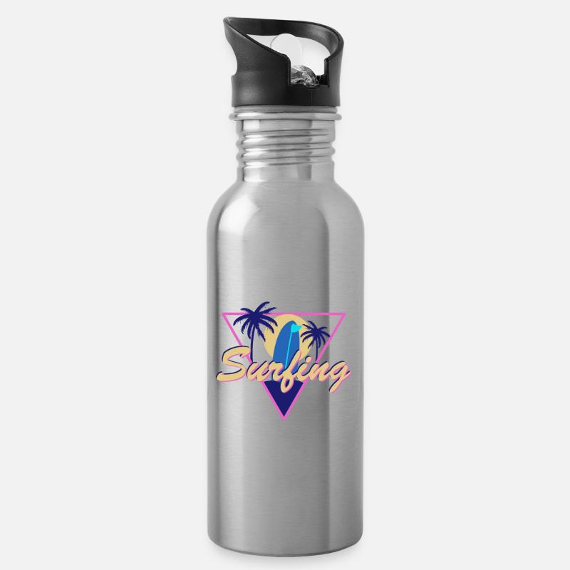 summer sun sunshine - Water bottle with straw - silver