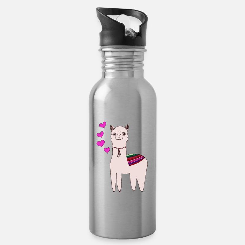 Mama Lama Muttertagsgeschenk - Trinkflasche mit integriertem Trinkhalm - Lightsilver