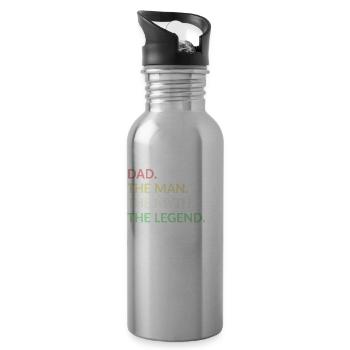 Dad Man Myth Legend - Water bottle with straw - silver - Right