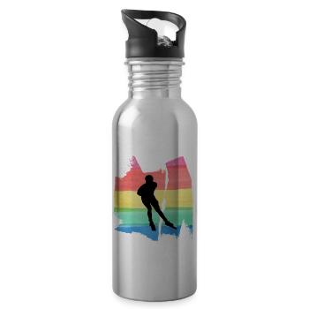 Rollerskates Inline Skates Rollerblades T Shirt - Water bottle with straw - silver - Right