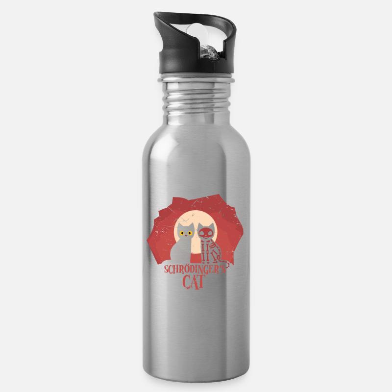 Schrodinger's Cat I Funny Dead or Alive - Water bottle with straw - silver
