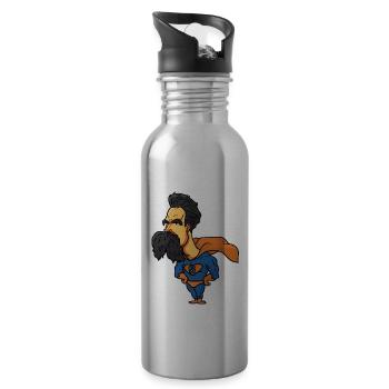 Friedrich Nietzsche - Water bottle with straw - silver - Right