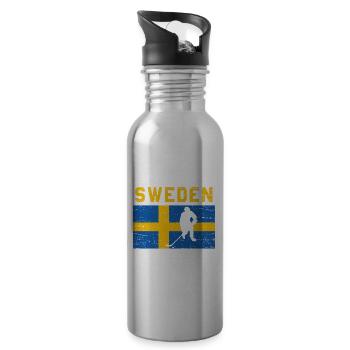 Eishockey - Trinkflasche mit integriertem Trinkhalm - Lightsilver - Rechts