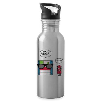 USB Disk I am Your Father T-Shirt, Geek - Trinkflasche mit integriertem Trinkhalm - Lightsilver - Rechts
