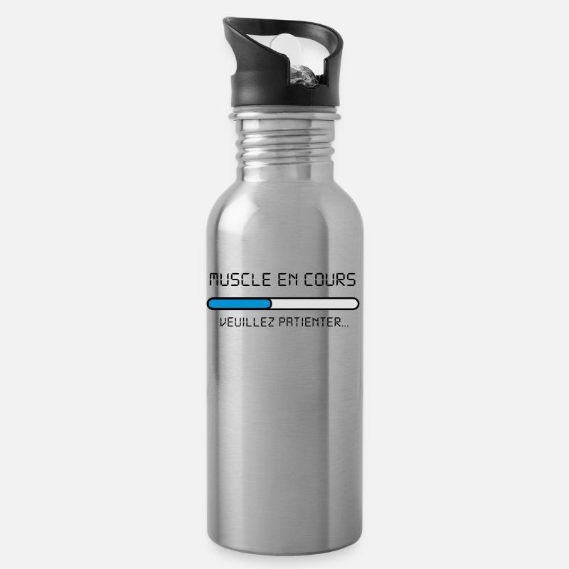 muscle_en_cours - Gourde avec paille intégrée - argent clair