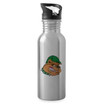 Soldat Bulldogge mit Stachelhalsband - Trinkflasche mit integriertem Trinkhalm - Lightsilver - Rechts