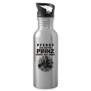 Pferd? Ein Echter Prinz kommt auf dem Quad Shirt - Trinkflasche mit integriertem Trinkhalm - Lightsilver - Rechts