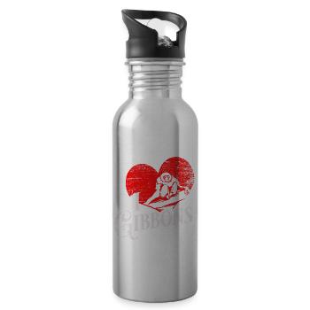 Gibbon Geschenk - Trinkflasche mit integriertem Trinkhalm - Lightsilver - Rechts