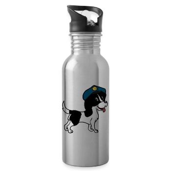 Hund Polizeihund Hunde Wachhund Haustiere Polizei - Trinkflasche mit integriertem Trinkhalm - Lightsilver - Rechts