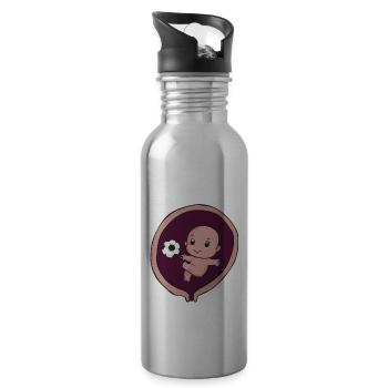 Schwangerschaft Mutter Geburt Baby Fußball - Trinkflasche mit integriertem Trinkhalm - Lightsilver - Rechts