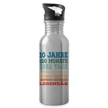 10 Jahr Legendär 10. Geburtstag - Trinkflasche mit integriertem Trinkhalm - Lightsilver - Rechts