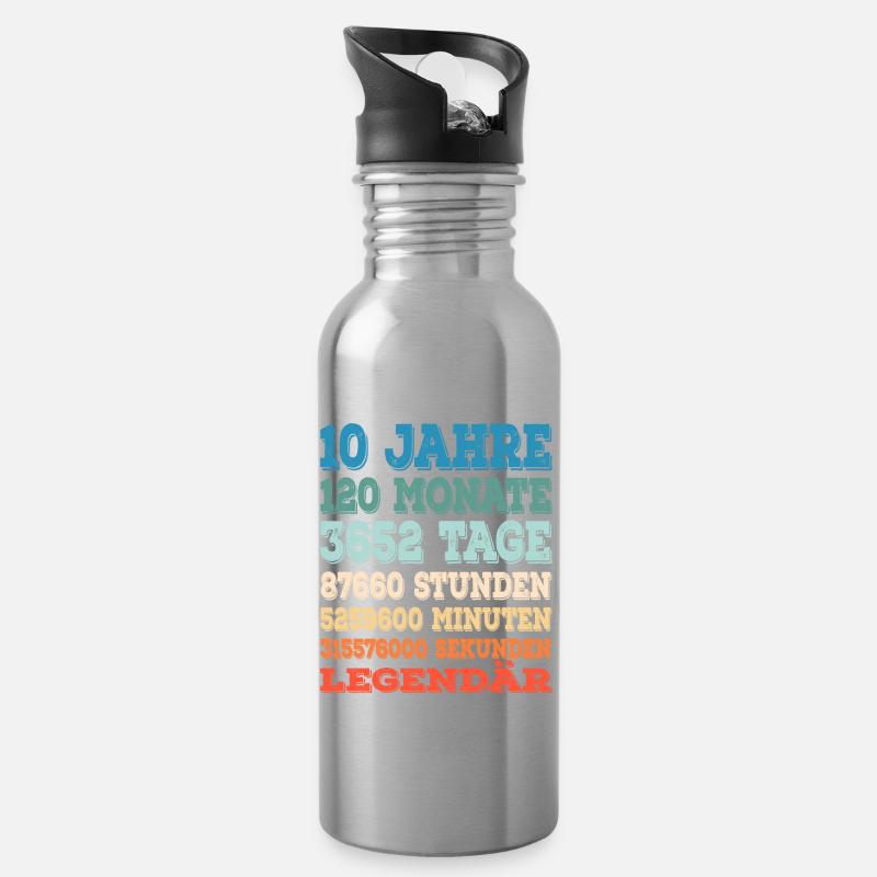 10 Jahr Legendär 10. Geburtstag - Trinkflasche mit integriertem Trinkhalm - Lightsilver