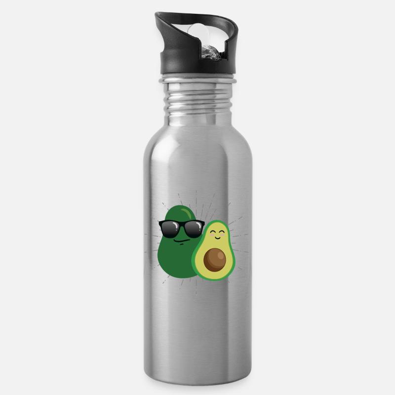 Avocado - Trinkflasche mit integriertem Trinkhalm - Lightsilver