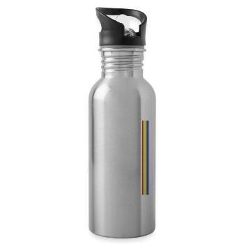 Rainbow stripes | Gay Pride, Gay, LGBT - Water bottle with straw - silver - Right