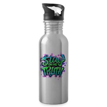 COOL JUSTICE MOTIVATION GRAFFITI GIFTS - Water bottle with straw - silver - Right