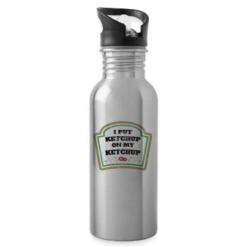 Ketchup tomato tomato ketchup bottle gift - Water bottle with straw - silver - Right