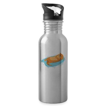 Otter Pool Party Float Summer I Drôle d’impression Cadeau - Gourde avec paille intégrée - argent clair - Droite