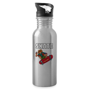 Planche à roulettes Planche à roulettes Skate Skater Gift - Gourde avec paille intégrée - argent clair - Droite