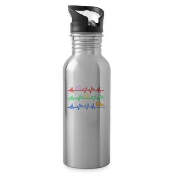 Rettungsdienst Notruf Sani Geschenk · Herzschlag - Trinkflasche mit integriertem Trinkhalm - Lightsilver - Rechts