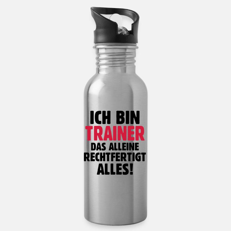Ich bin Trainer das rechtfertigt alles - Fußball - Trinkflasche mit integriertem Trinkhalm - Lightsilver