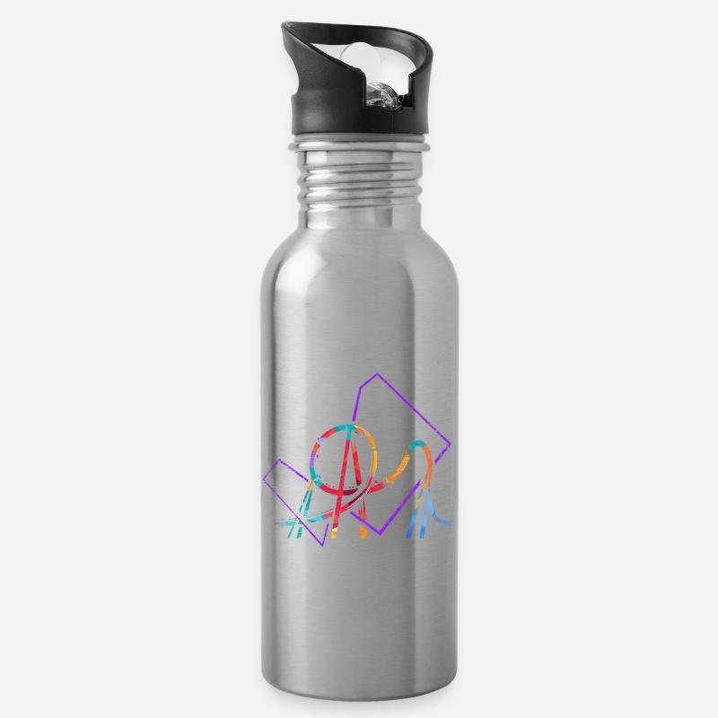 Achterbahn Polygon Geschenk - Trinkflasche mit integriertem Trinkhalm - Lightsilver