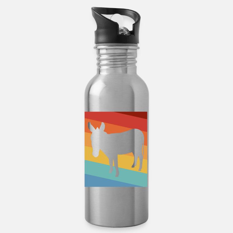 Esel - Trinkflasche mit integriertem Trinkhalm - Lightsilver