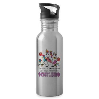 Schulkind Einhorn Einschulung Schultüte Geschenk - Trinkflasche mit integriertem Trinkhalm - Lightsilver - Rechts