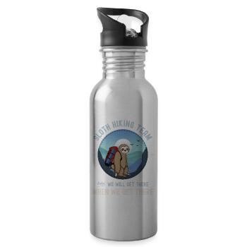 Faultier Wanderteam Wir werden dort ankommen, wenn wir ankommen - Trinkflasche mit integriertem Trinkhalm - Lightsilver - Rechts