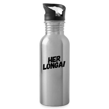 Her Longa - Pfälzer Buh - Rheinland Pfalz Spruch - Trinkflasche mit integriertem Trinkhalm - Lightsilver - Rechts