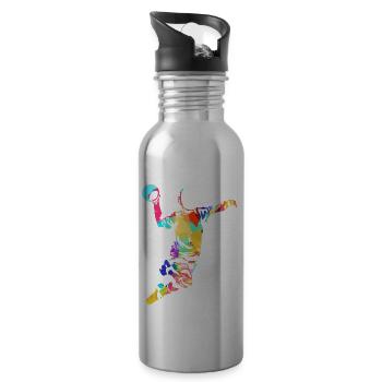 Cadeau de handball - Gourde avec paille intégrée - argent clair - Droite