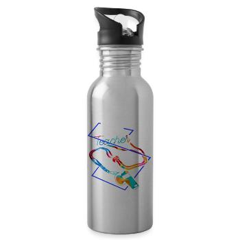 Sportlehrer - Trinkflasche mit integriertem Trinkhalm - Lightsilver - Rechts