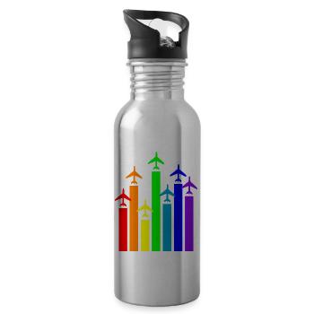 Flugzeug-Pilot Luftfahrt - Trinkflasche mit integriertem Trinkhalm - Lightsilver - Rechts